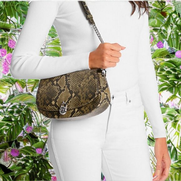 Michael Kors Mila Medium Snake Embossed Messenger Bag - Picture 2 of 3